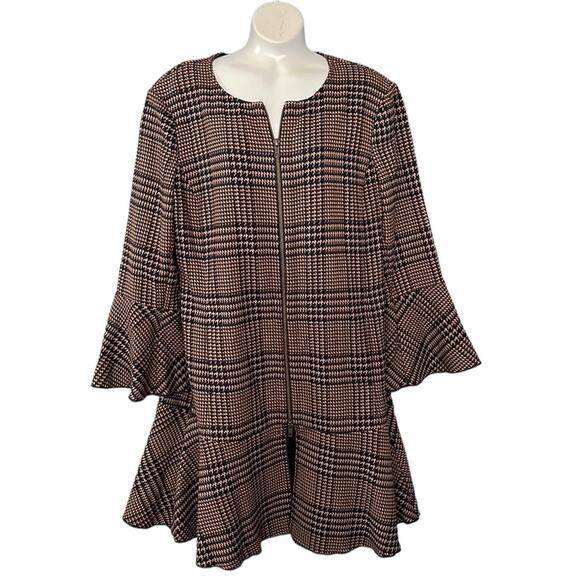 Cabi 3902 Flounce Hem Plaid Longline Full-Zip Jacket 2 Way Zipper Women’s Size S - Picture 5 of 15